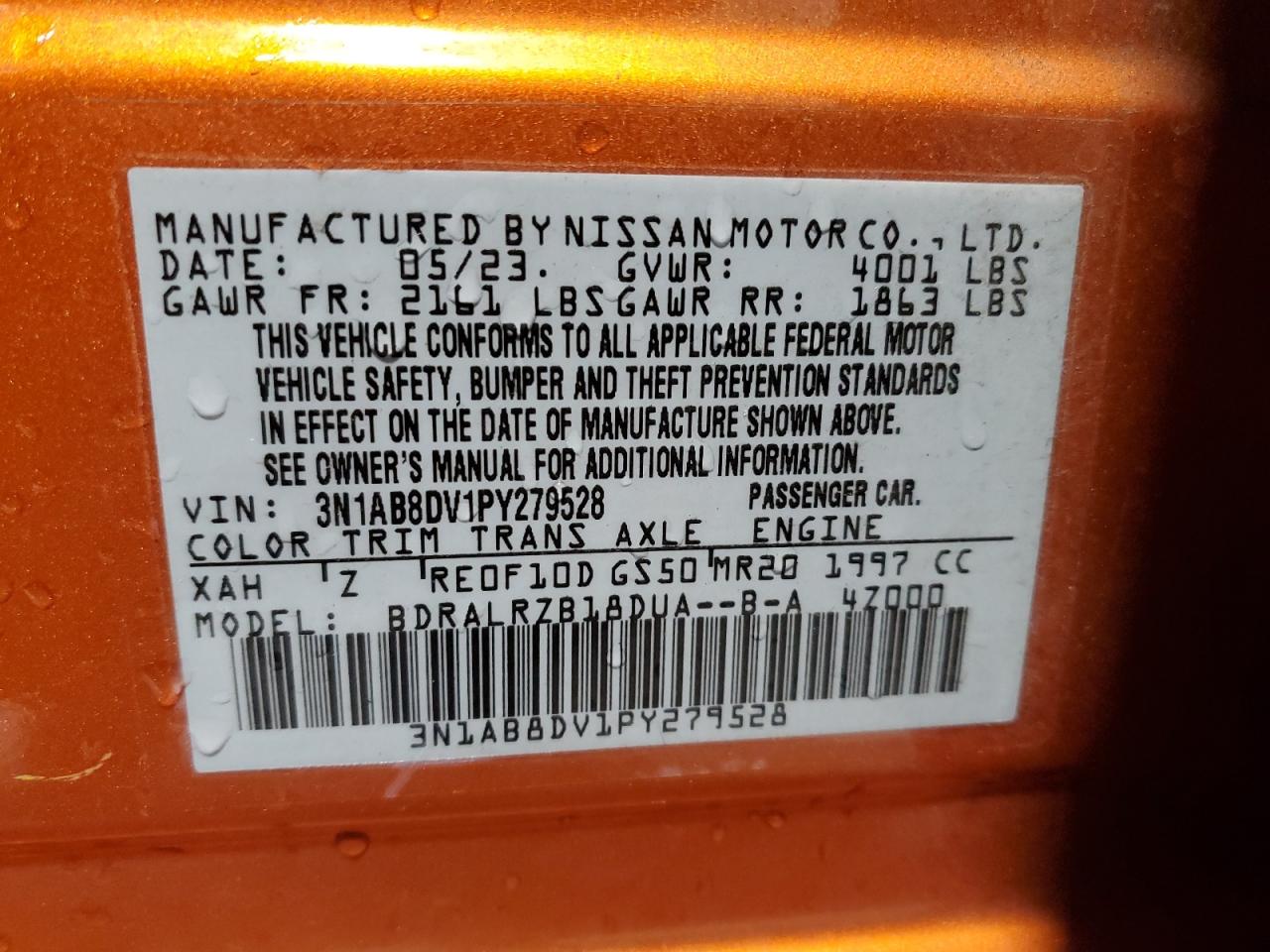 3N1AB8DV1PY279528 2023 Nissan Sentra Sr