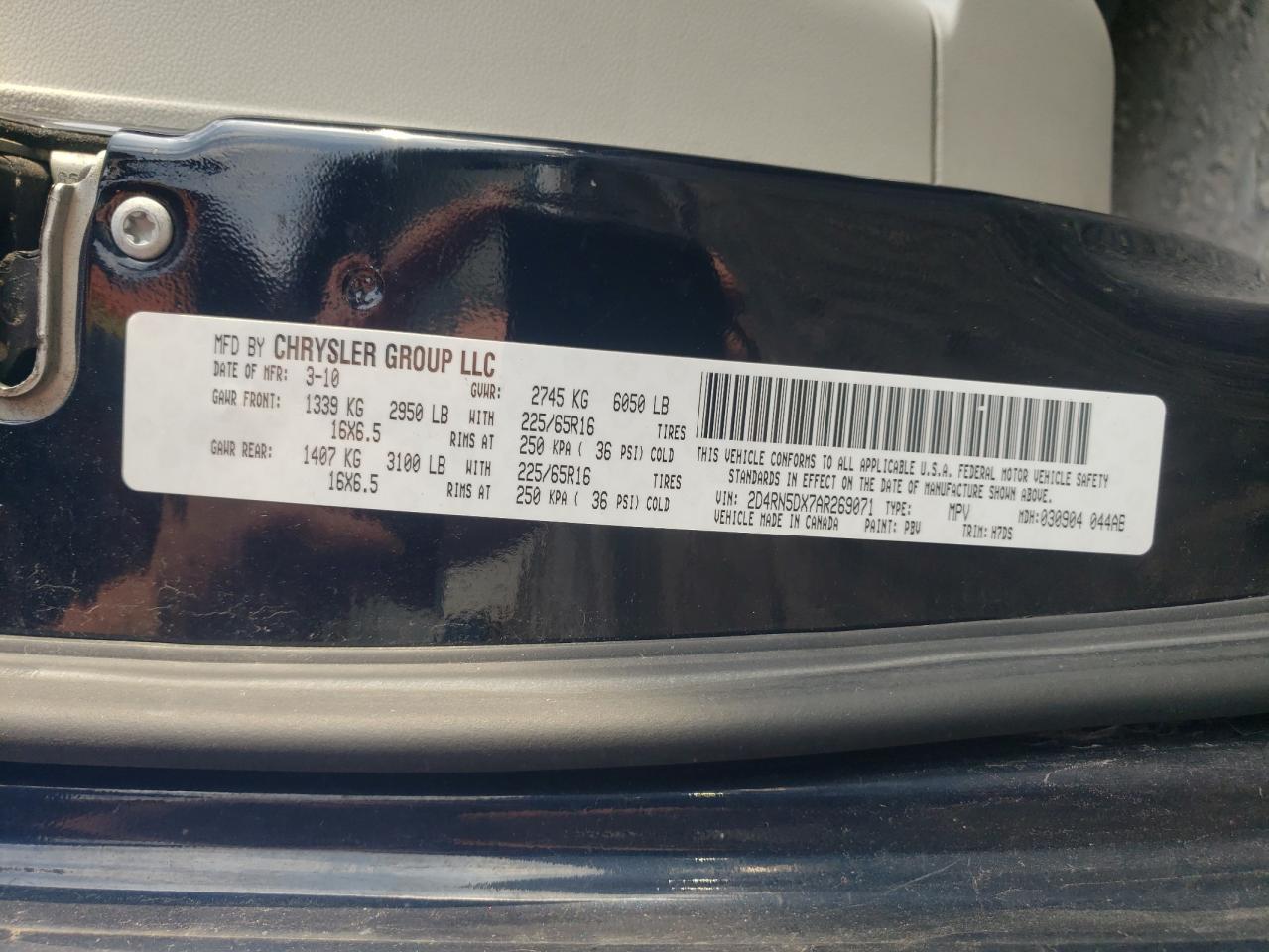 2010 Dodge Grand Caravan Sxt VIN: 2D4RN5DX7AR269071 Lot: 78269824