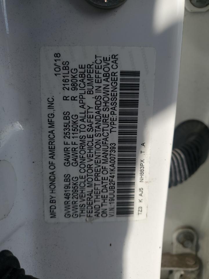 19UUB2F41KA007393 2019 Acura Tlx Technology