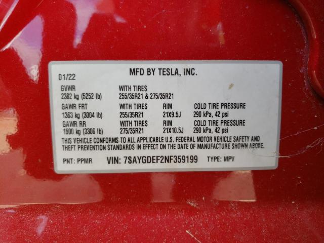 7SAYGDEF2NF359199 Tesla Model Y  12