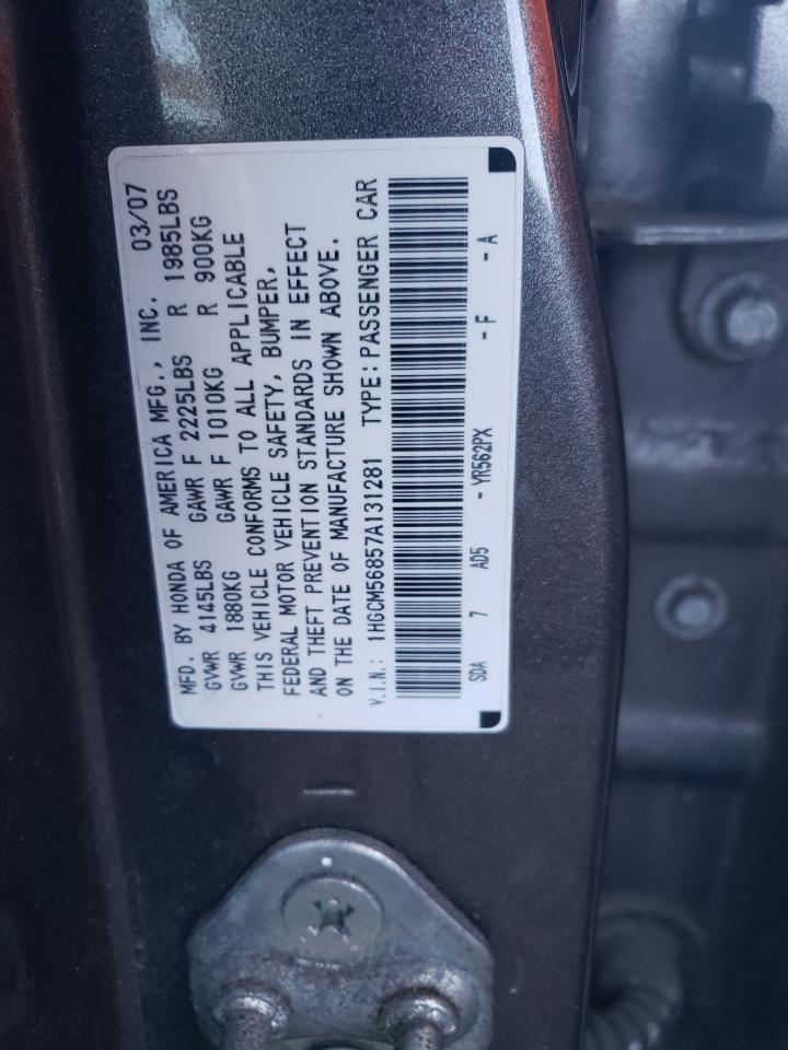 1HGCM56857A131281 2007 Honda Accord Ex