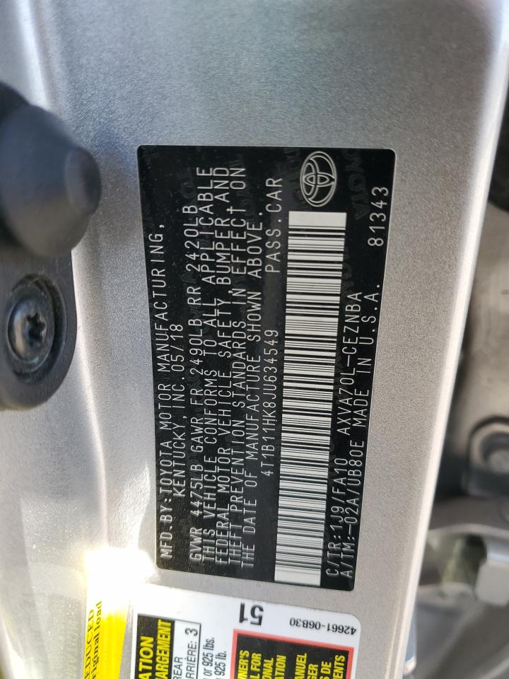 VIN 4T1B11HK8JU634549 2018 TOYOTA CAMRY no.12