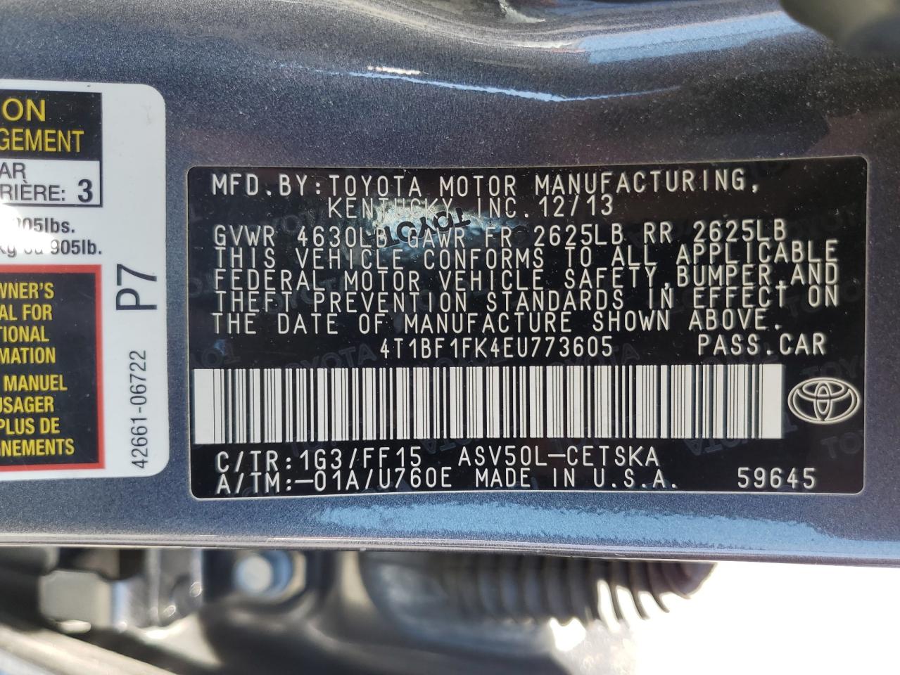 4T1BF1FK4EU773605 2014 Toyota Camry L