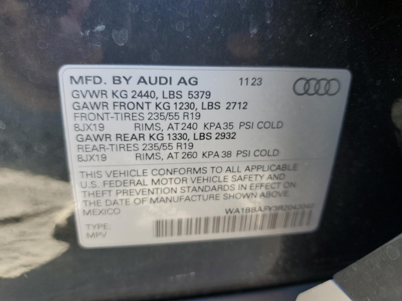 2024 Audi Q5 Premium Plus 40 VIN: WA1BBAFY3R2043040 Lot: 77748264