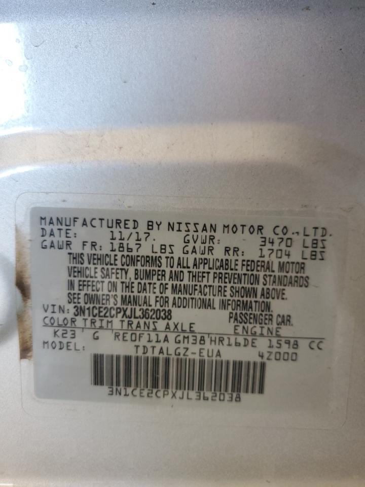 3N1CE2CPXJL362038 2018 Nissan Versa Note S