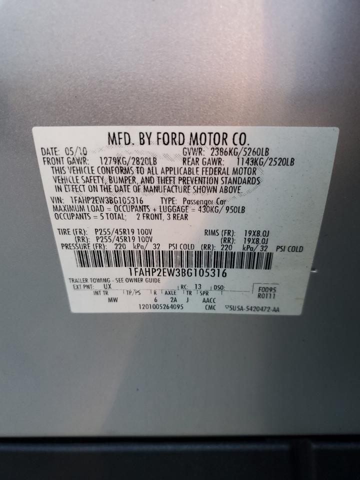 1FAHP2EW3BG105316 2011 Ford Taurus Sel