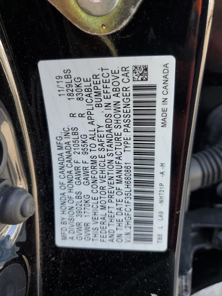 2020 Honda Civic Ex VIN: 2HGFC1F35LH680861 Lot: 76025724