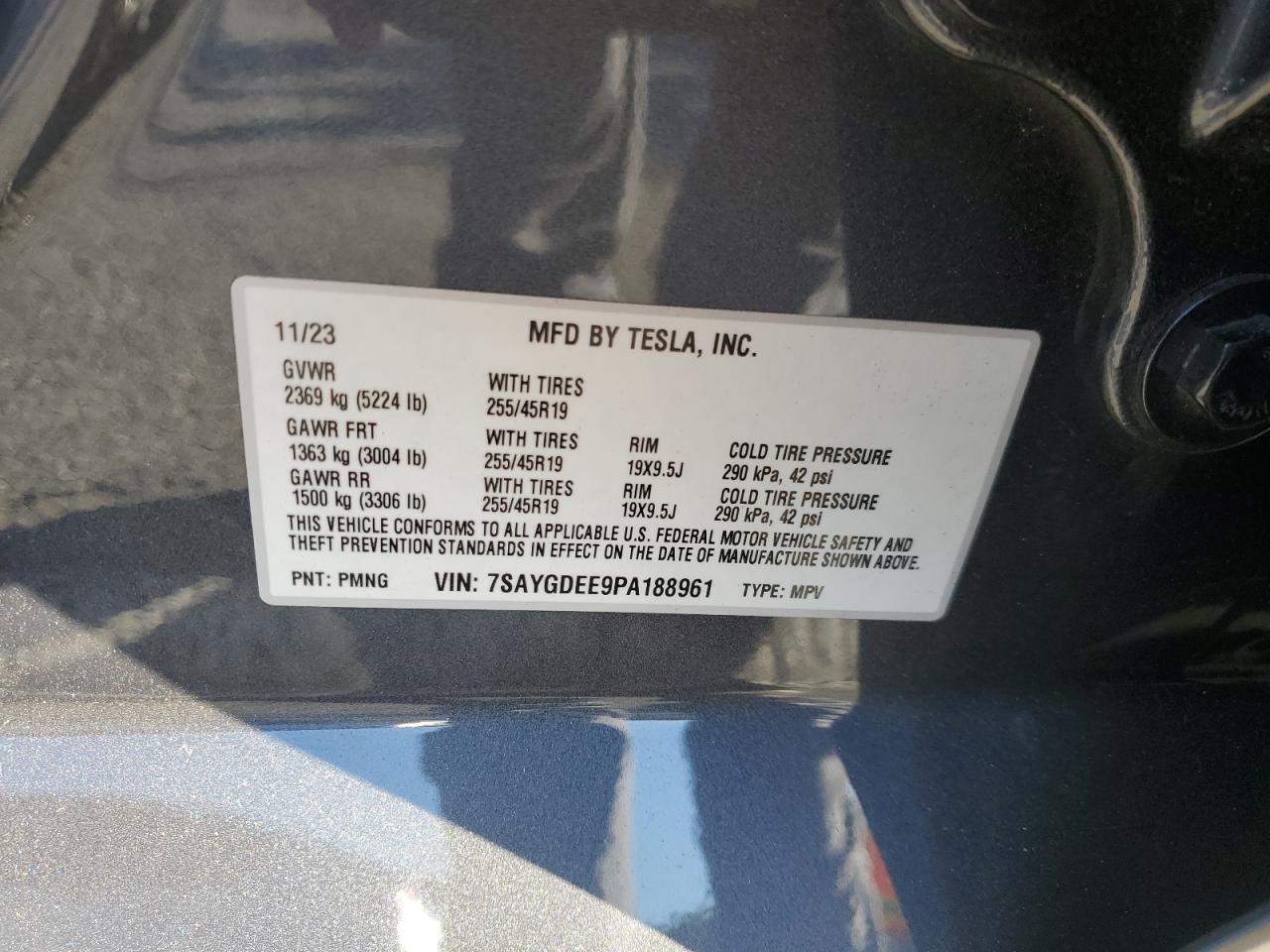 7SAYGDEE9PA188961 2023 Tesla Model Y