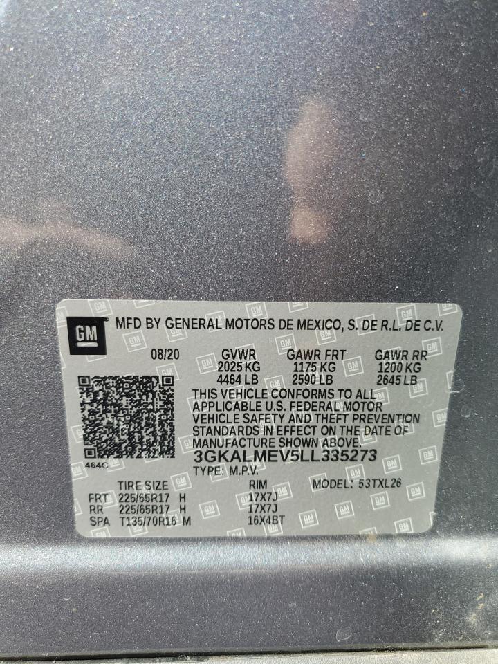 3GKALMEV5LL335273 2020 GMC Terrain Sle