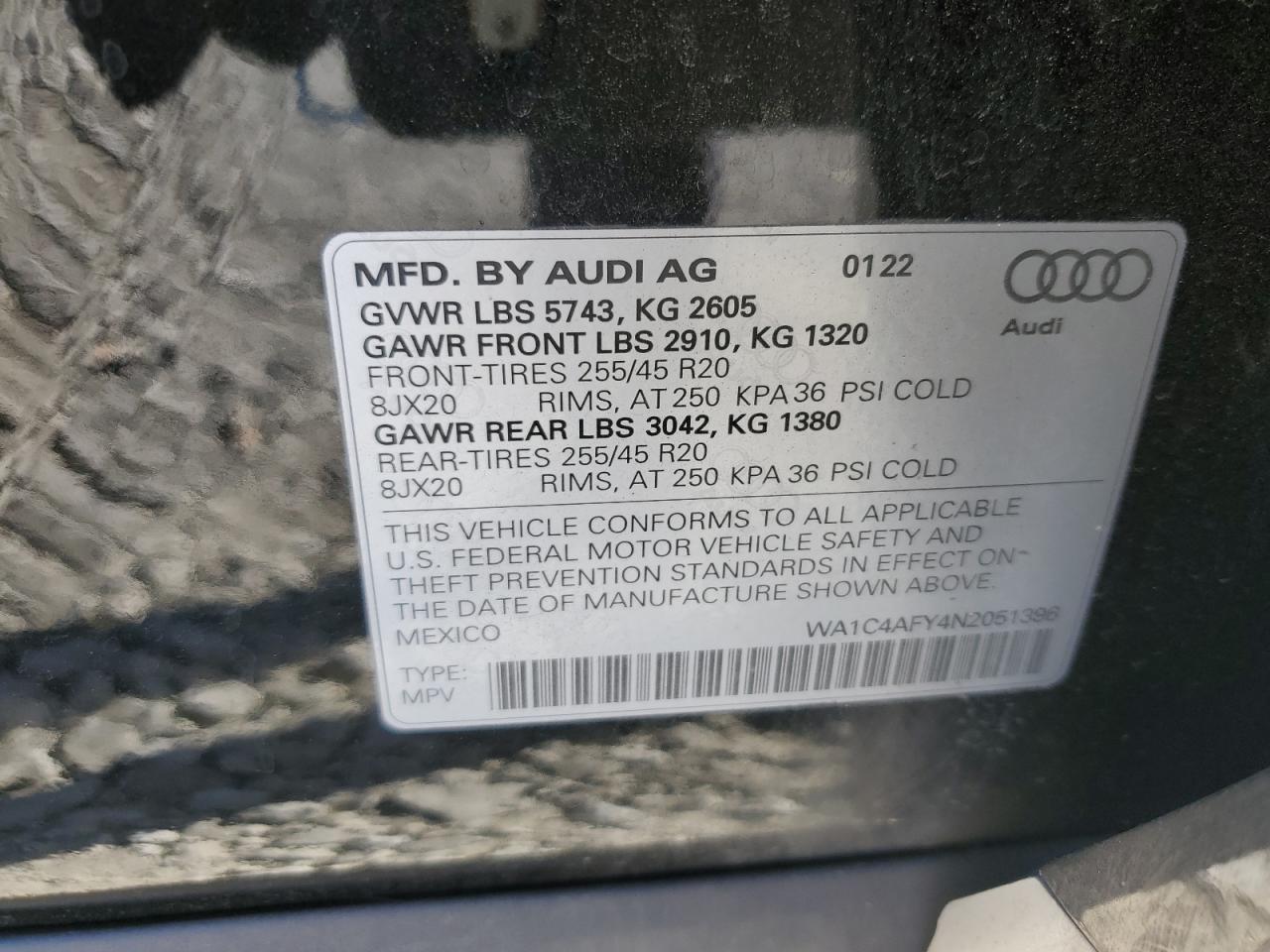 2022 Audi Sq5 Prestige VIN: WA1C4AFY4N2051396 Lot: 78709754