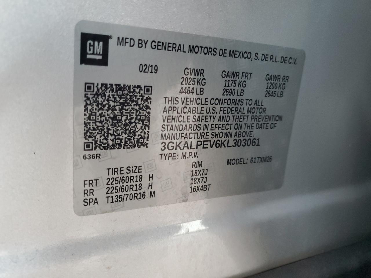 3GKALPEV6KL303061 2019 GMC Terrain Slt