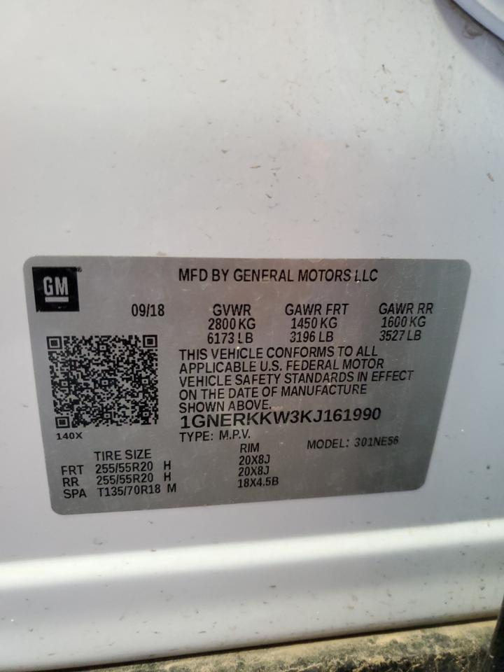 2019 Chevrolet Traverse Premier VIN: 1GNERKKW3KJ161990 Lot: 74947234