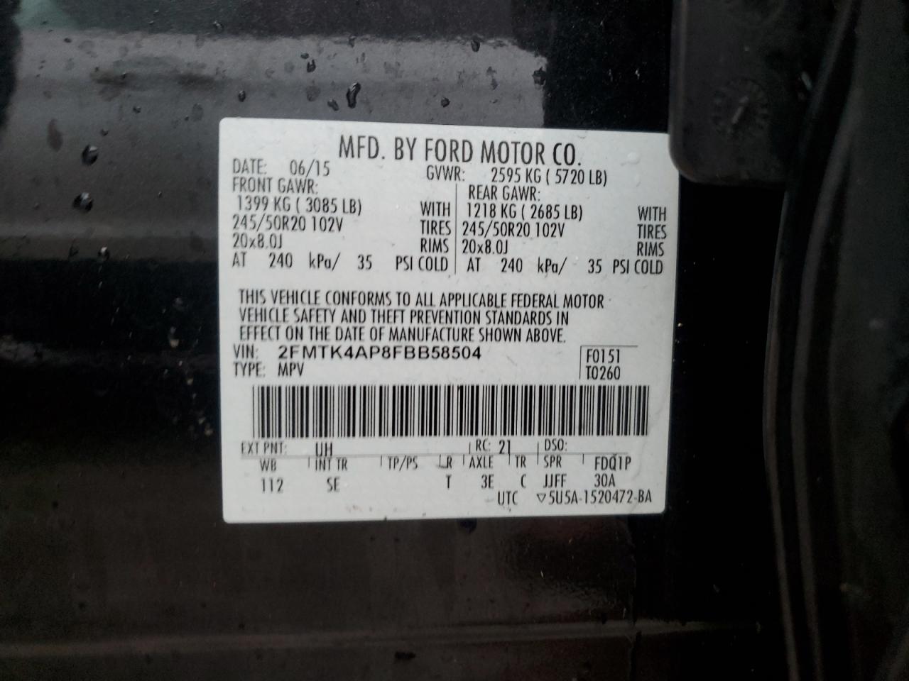 2FMTK4AP8FBB58504 2015 FORD EDGE - Image 14