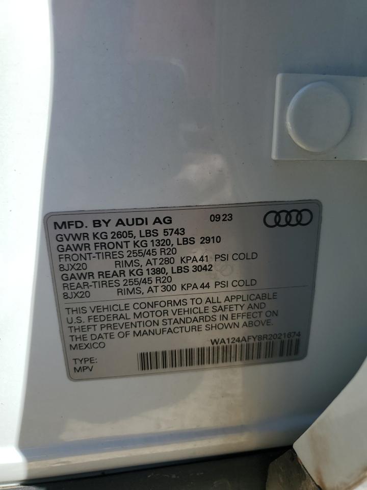 2024 Audi Sq5 Sportback Premium Plus VIN: WA124AFY8R2021674 Lot: 74318384