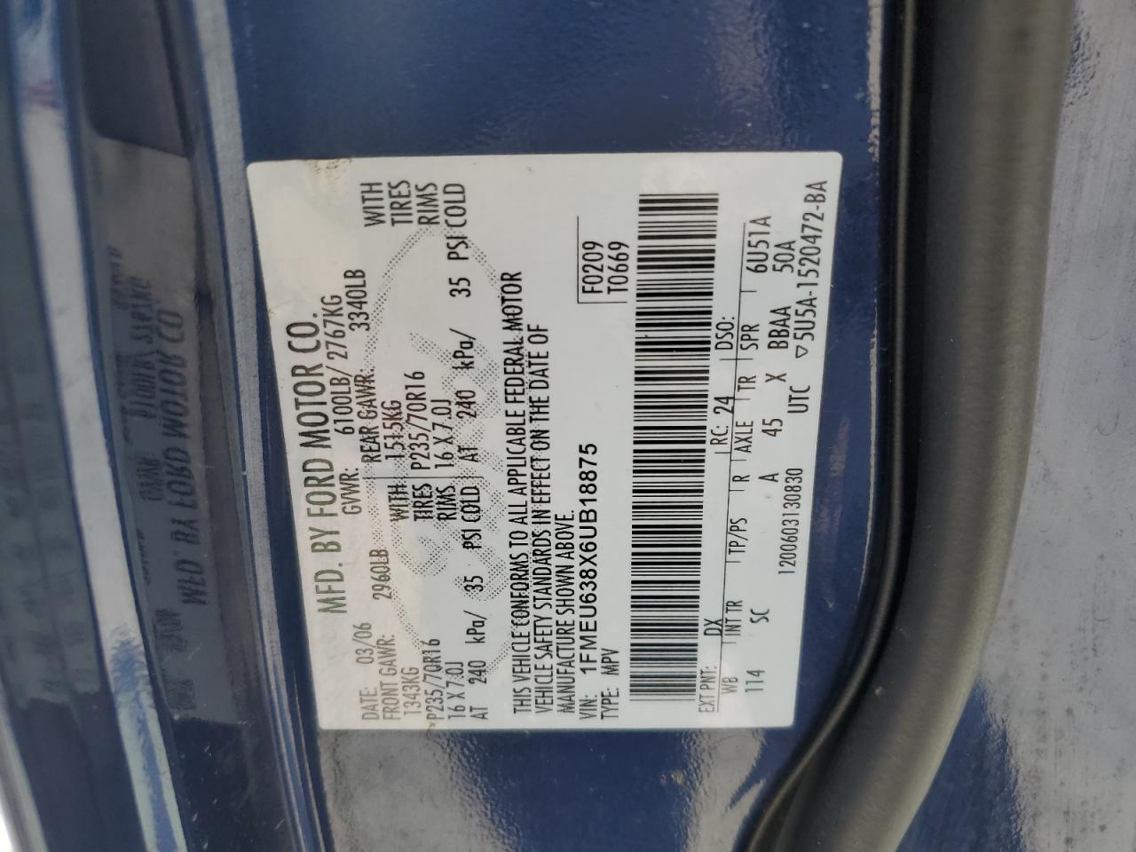 1FMEU638X6UB18875 2006 Ford Explorer Xlt