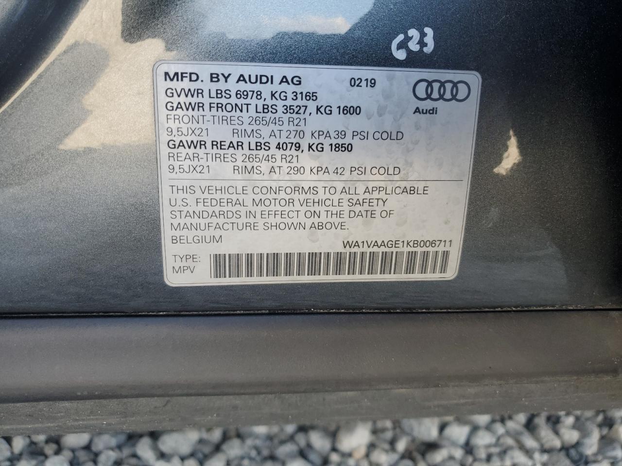 WA1VAAGE1KB006711 2019 Audi E-Tron Prestige