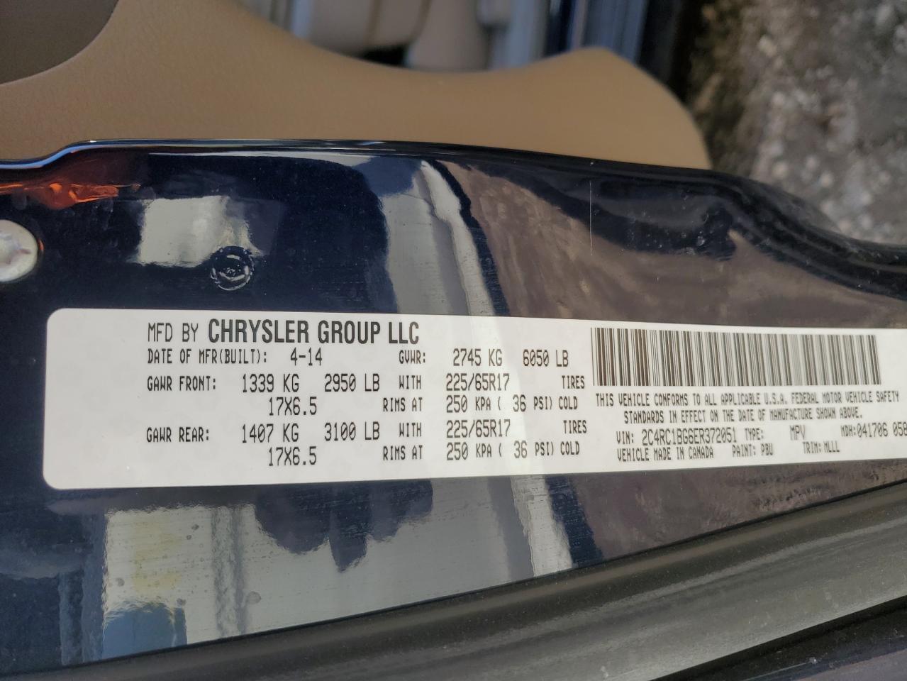 2C4RC1BG6ER372051 2014 Chrysler Town & Country Touring