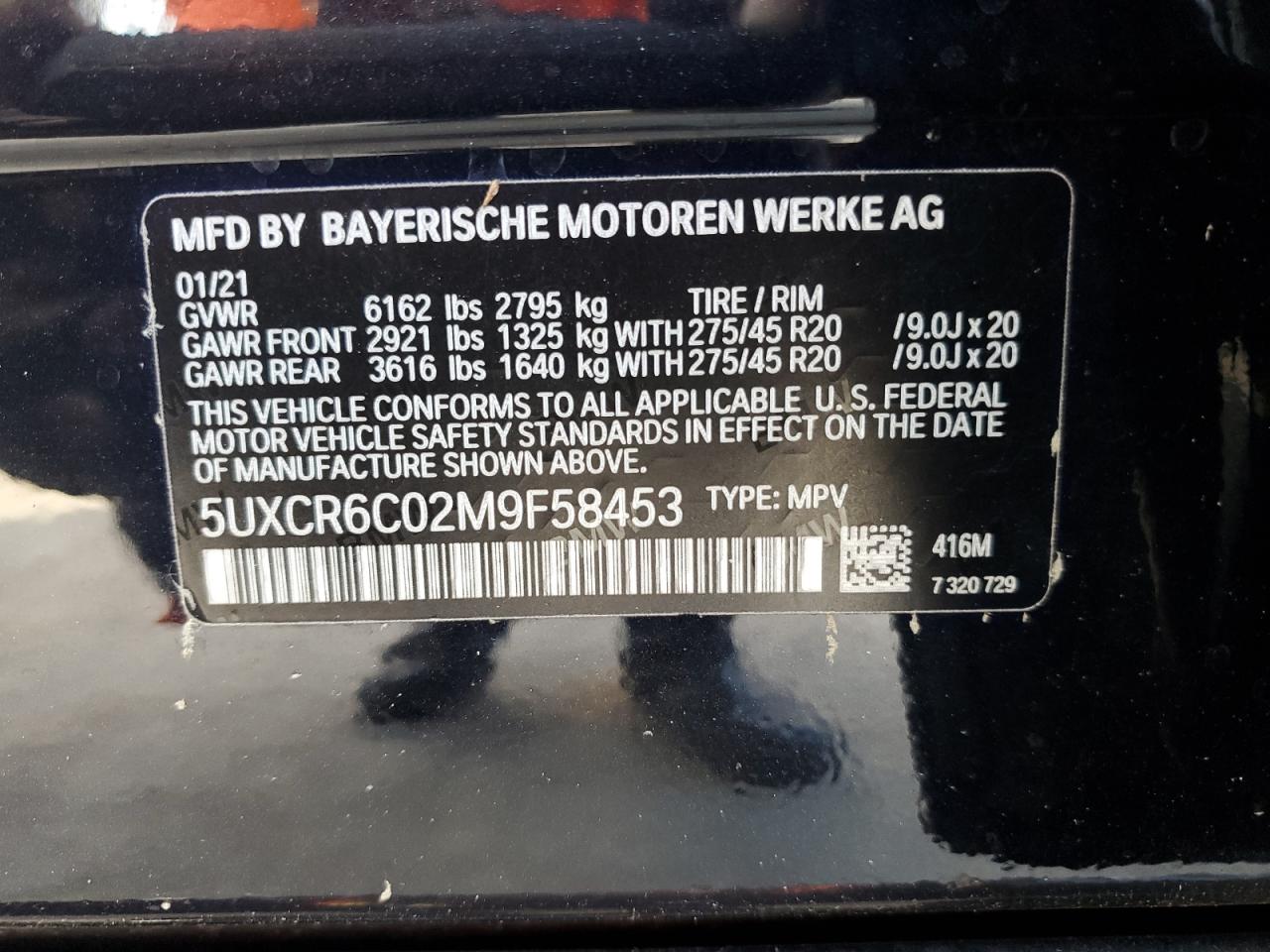 2021 BMW X5 xDrive40I VIN: 5UXCR6C02M9F58453 Lot: 75119934