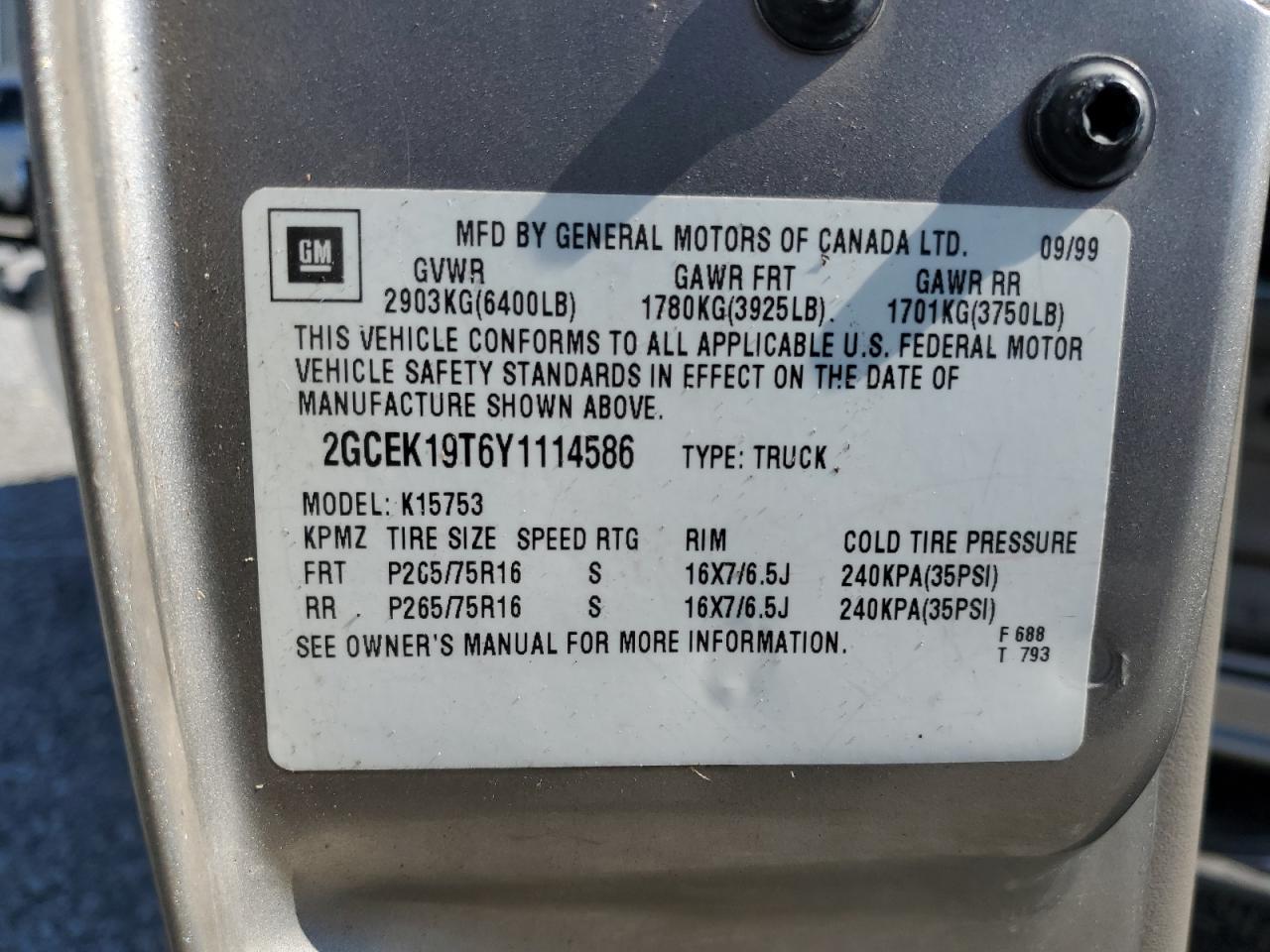 2GCEK19T6Y1114586 2000 Chevrolet Silverado K1500