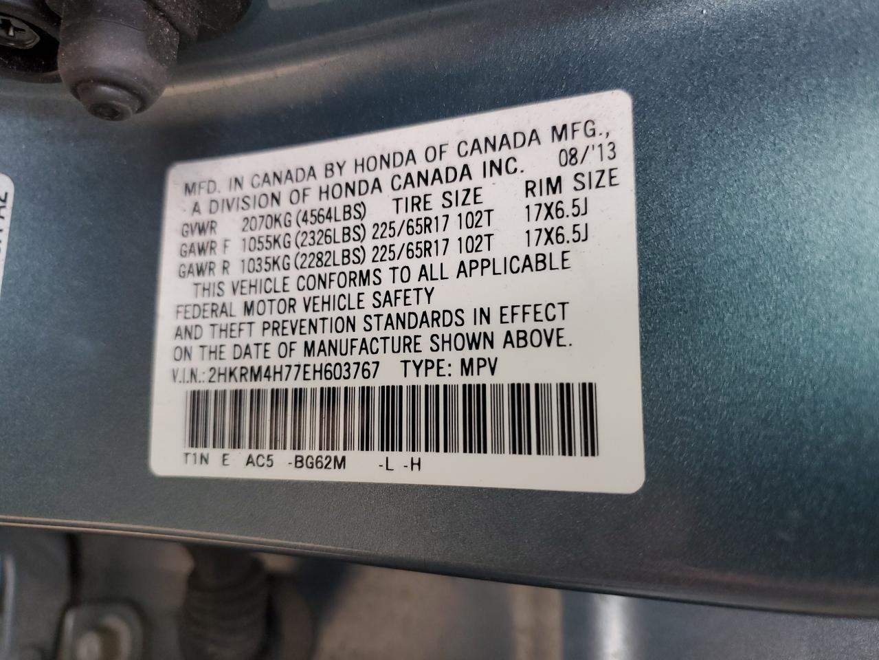 2HKRM4H77EH603767 2014 Honda Cr-V Exl