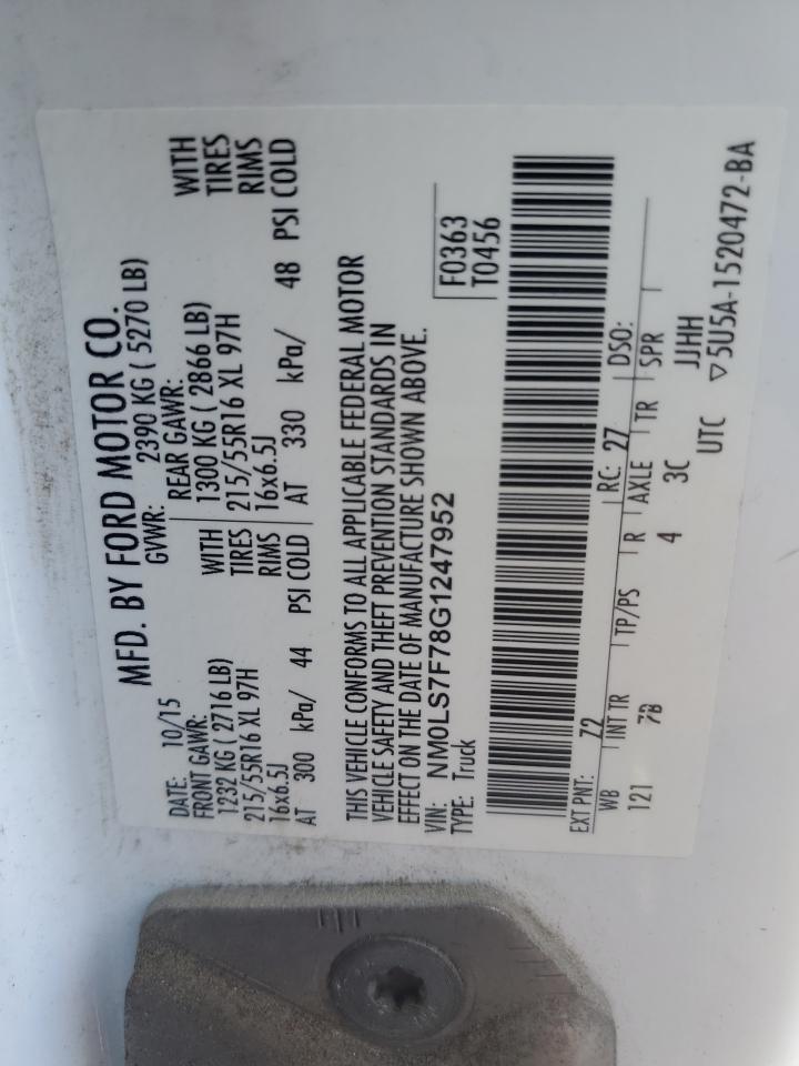 NM0LS7F78G1247952 2016 Ford Transit Connect Xlt