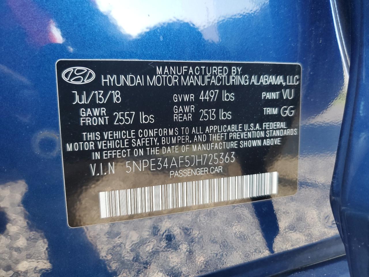 5NPE34AF5JH725363 2018 HYUNDAI SONATA - Image 13