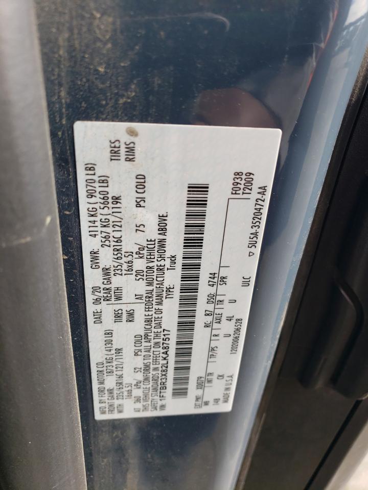 2020 Ford Transit T-250 VIN: 1FTBR3X82LKA87517 Lot: 75033704