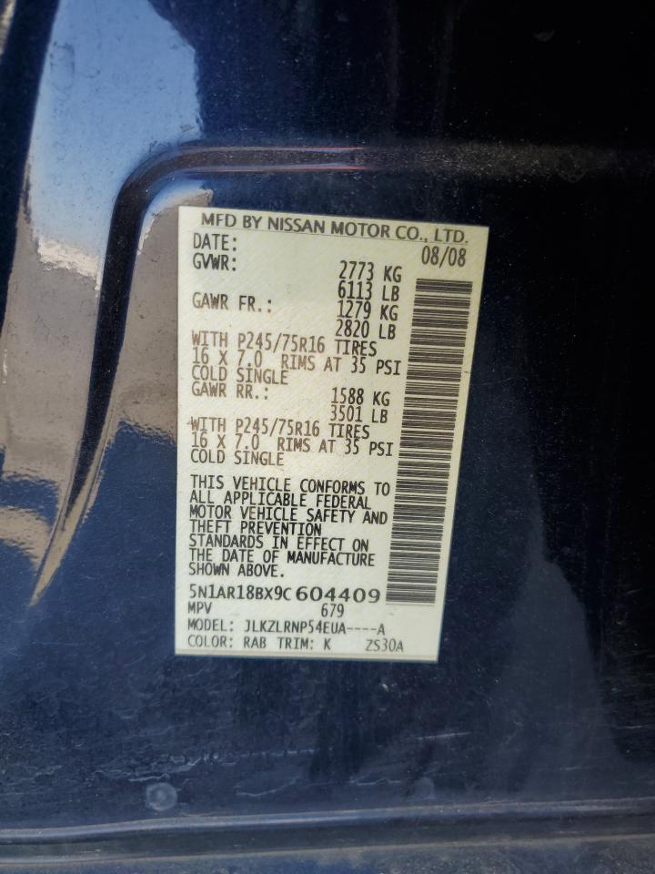 5N1AR18BX9C604409 2009 Nissan Pathfinder S