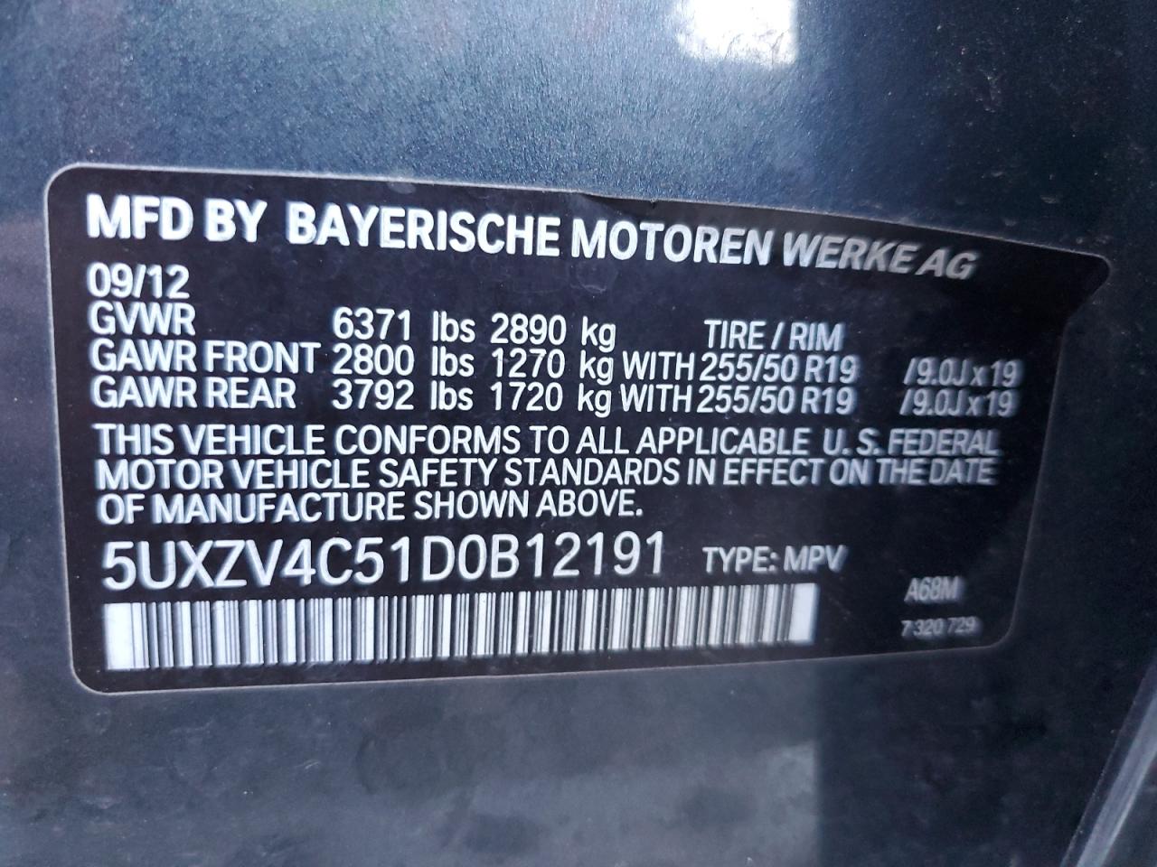 5UXZV4C51D0B12191 2013 BMW X5 xDrive35I