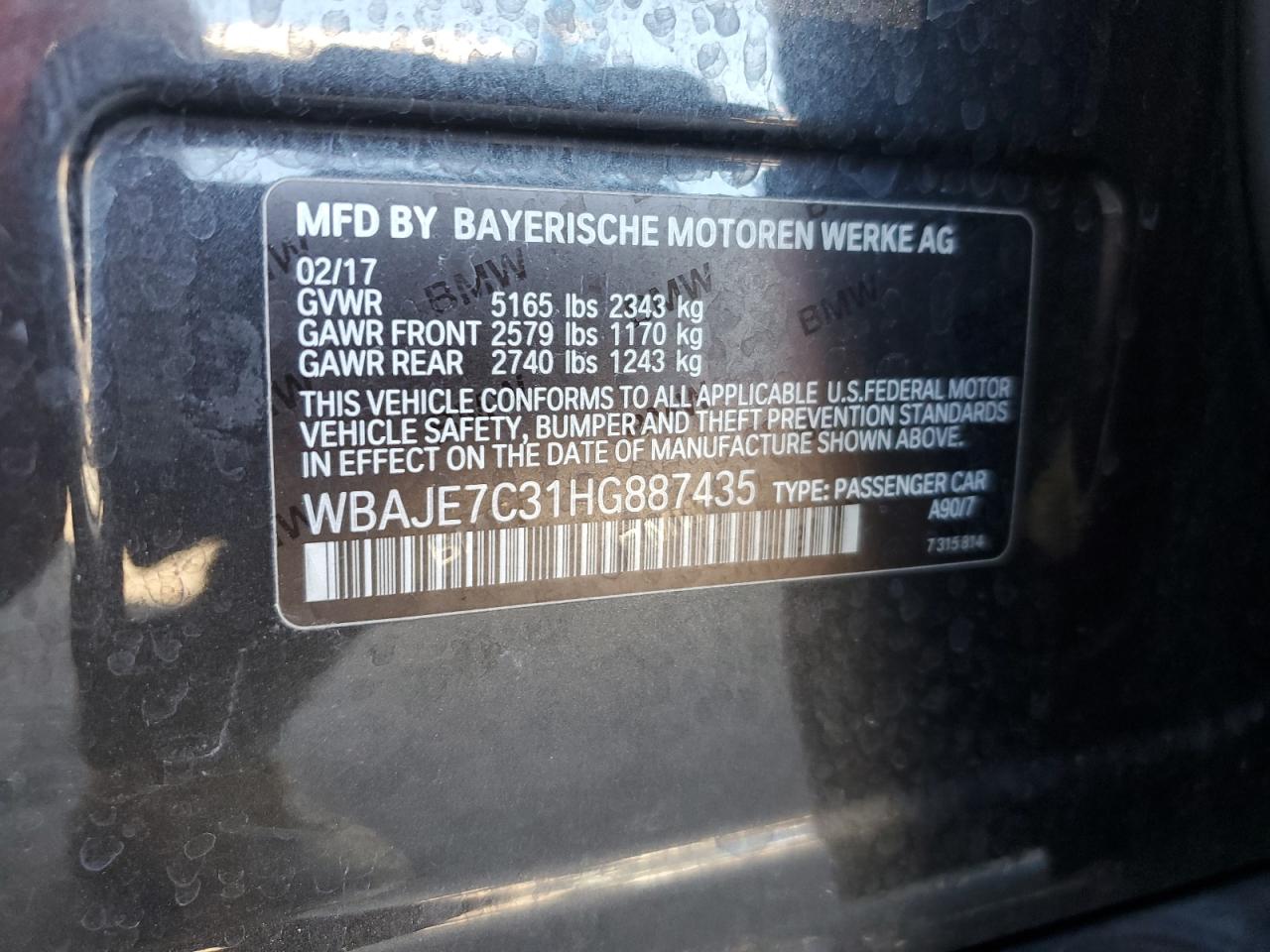 WBAJE7C31HG887435 2017 BMW 540 Xi