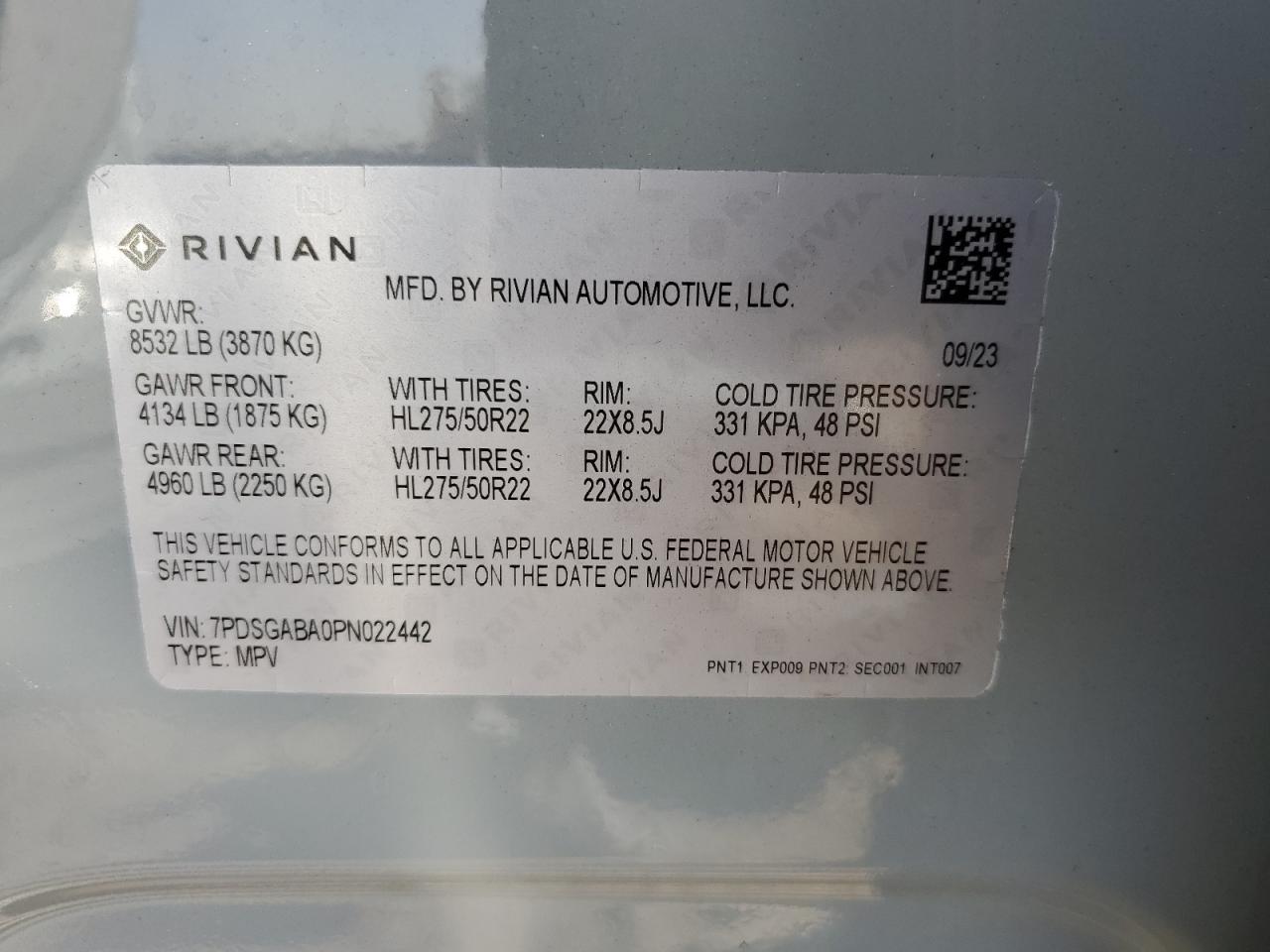 7PDSGABA0PN022442 2023 Rivian R1S Adventure