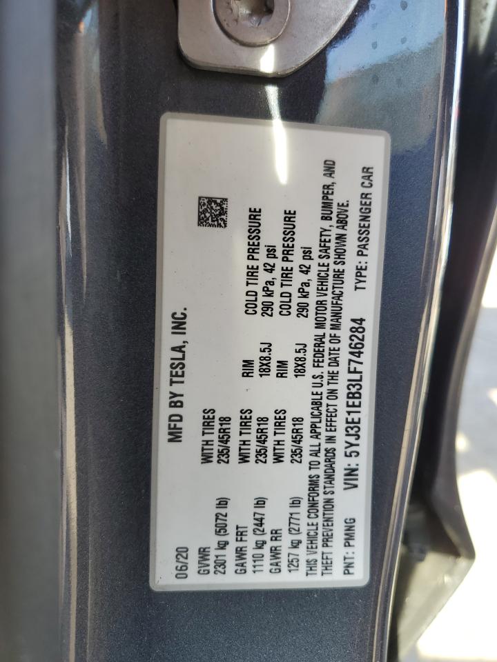 VIN 5YJ3E1EB3LF746284 2020 TESLA MODEL 3 no.12