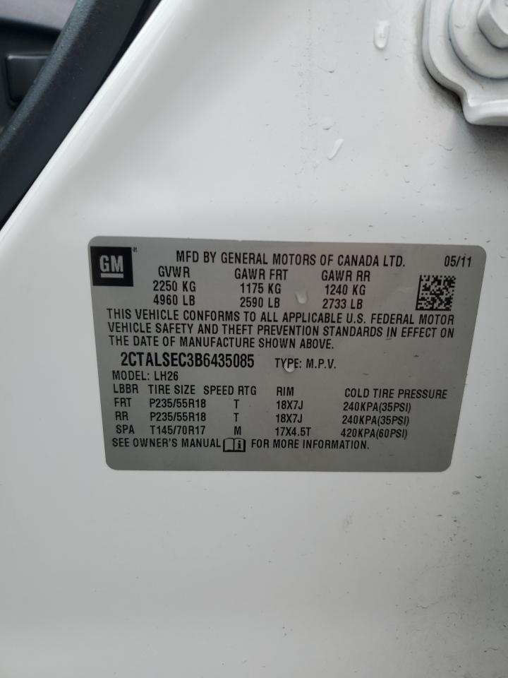 2011 GMC Terrain Sle VIN: 2CTALSEC3B6435085 Lot: 78709274