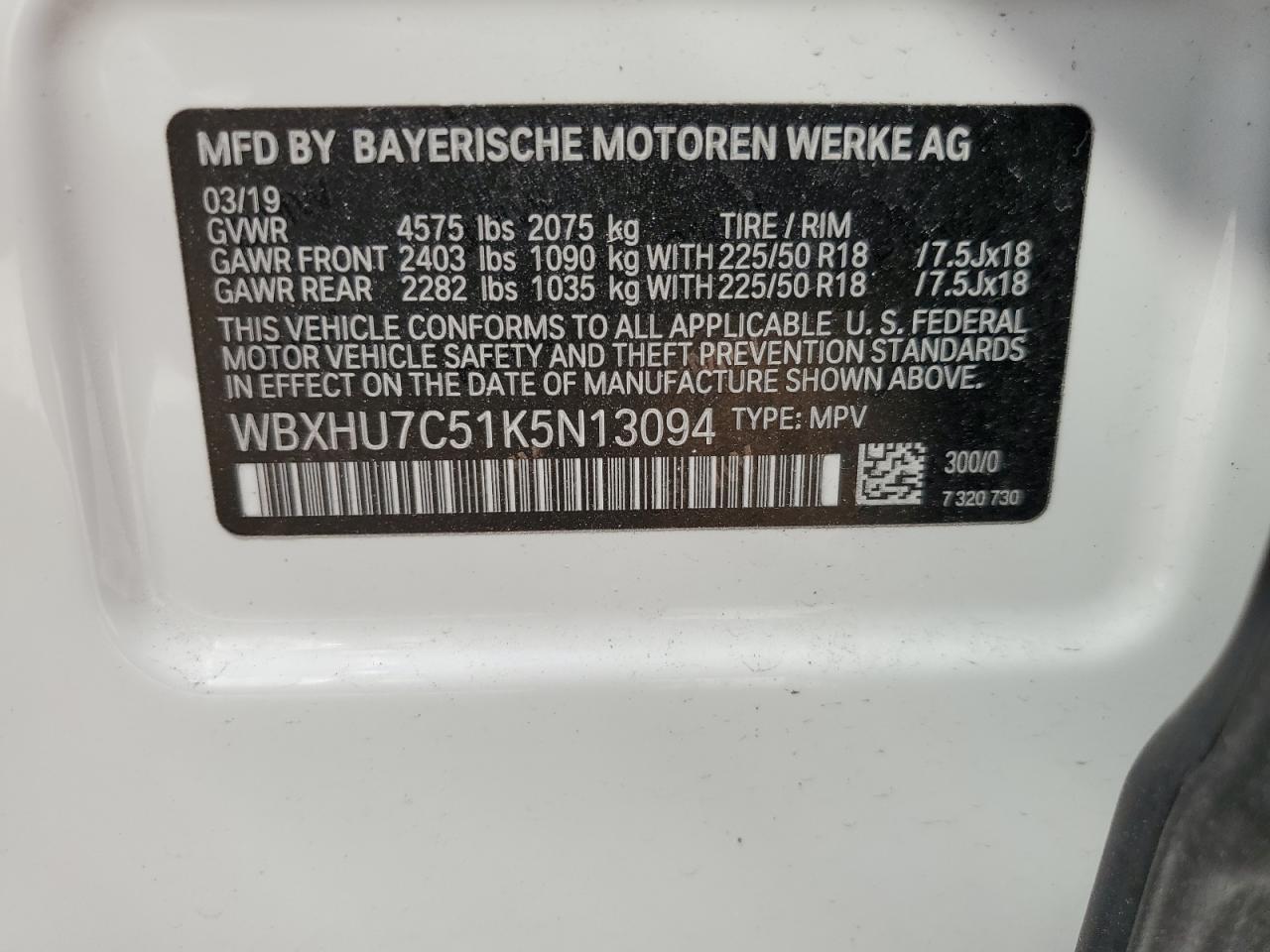 WBXHU7C51K5N13094 2019 BMW X1 Sdrive28I