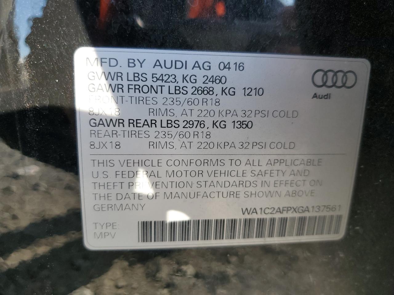 WA1C2AFPXGA137561 2016 AUDI Q5 - Image 13