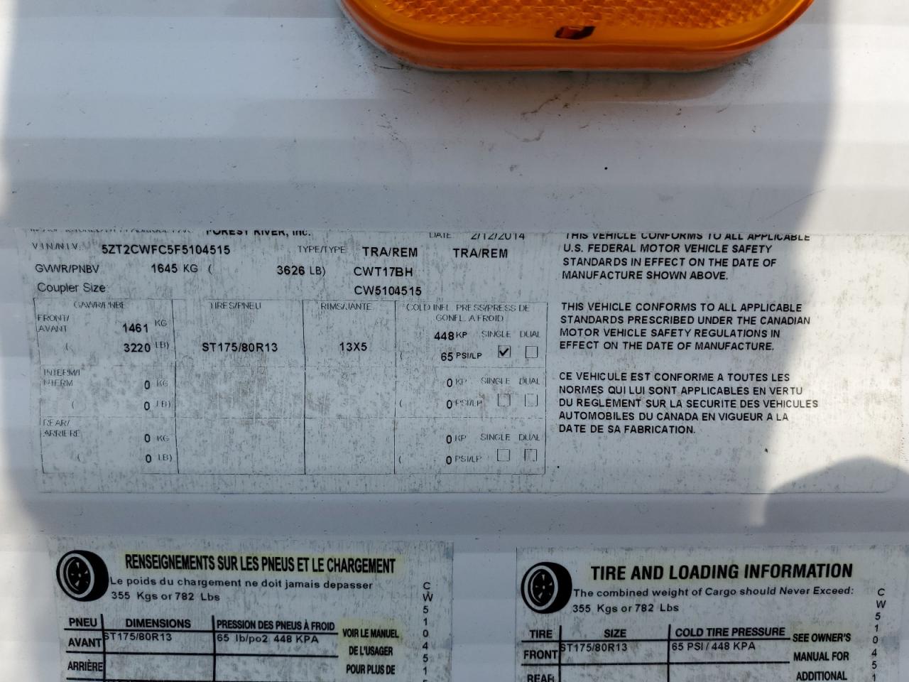 5ZT2CWFC5F5104515 2015 Other Coachman C