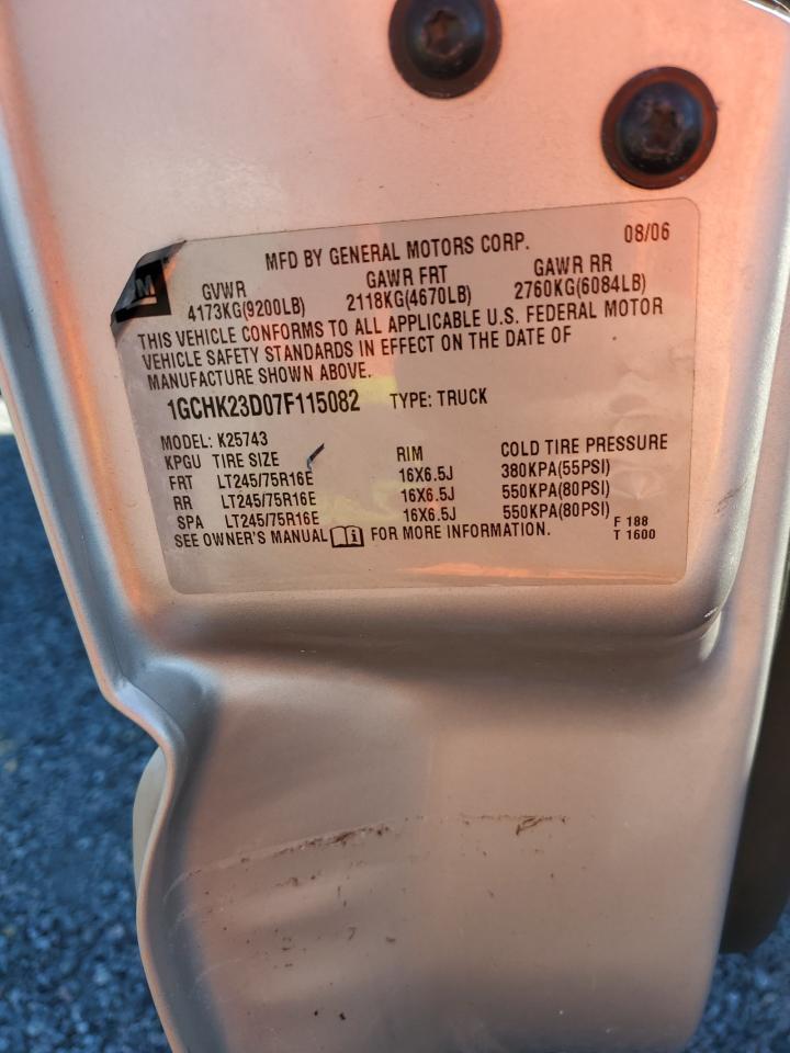 2007 Chevrolet Silverado K2500 Heavy Duty VIN: 1GCHK23D07F115082 Lot: 74184714