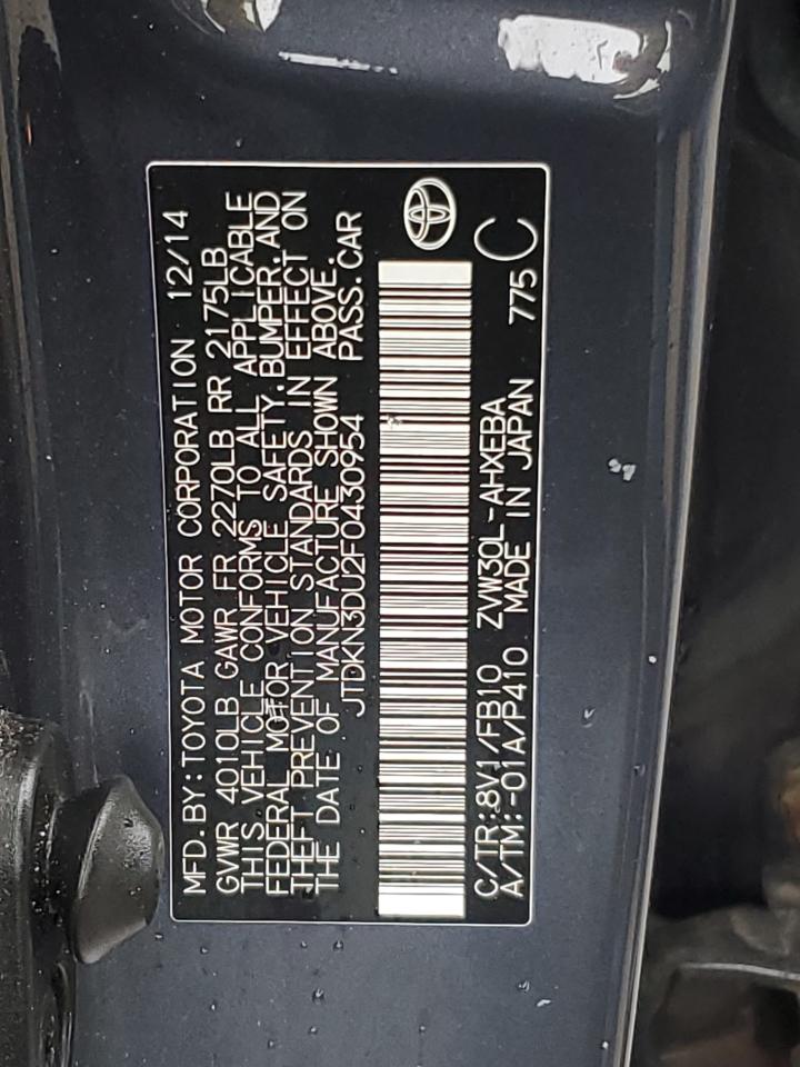 JTDKN3DU2F0430954 2015 Toyota Prius