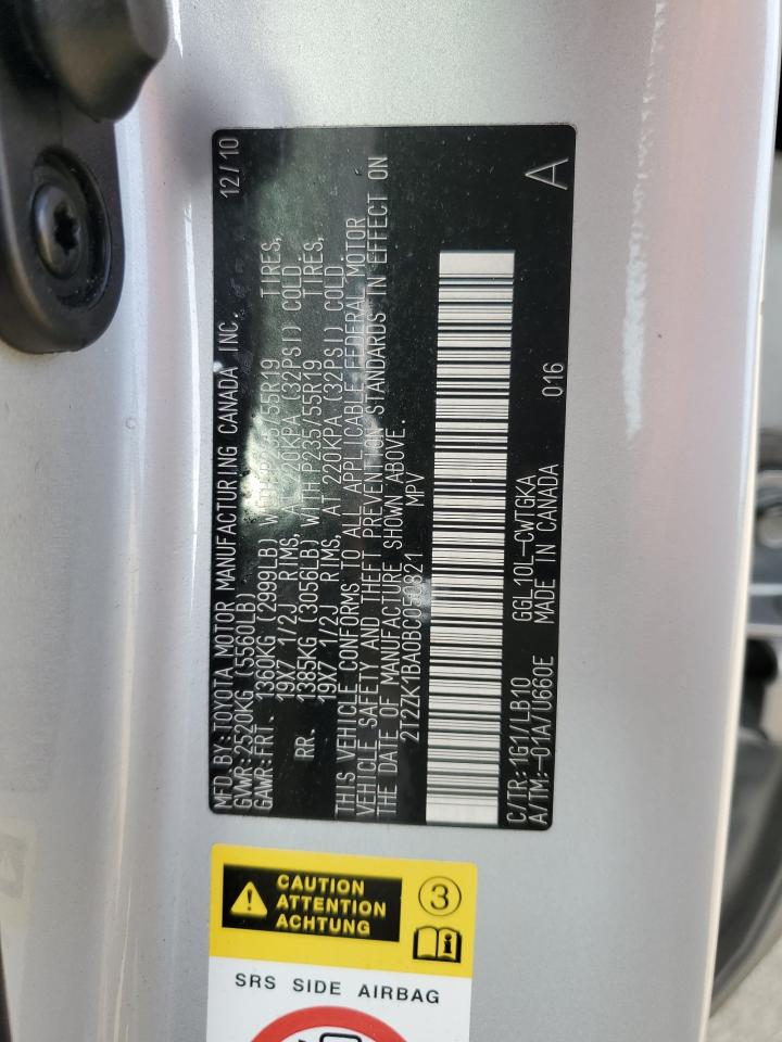 2011 Lexus Rx 350 VIN: 2T2ZK1BA0BC050821 Lot: 73834384