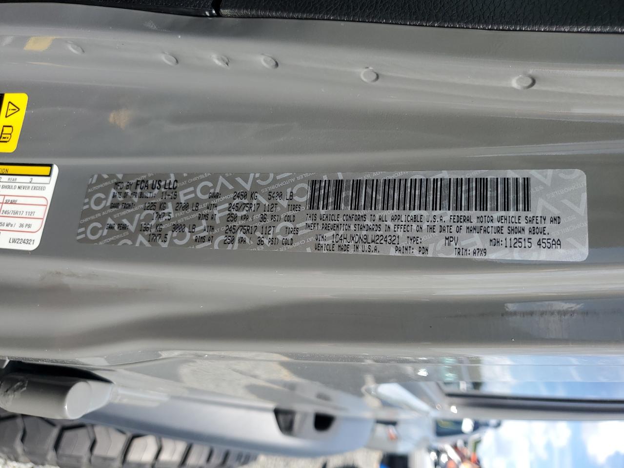 2020 Jeep Wrangler Unlimited Sport VIN: 1C4HJXDN9LW224321 Lot: 74428704