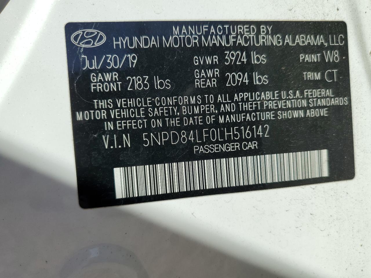 5NPD84LF0LH516142 2020 Hyundai Elantra Sel