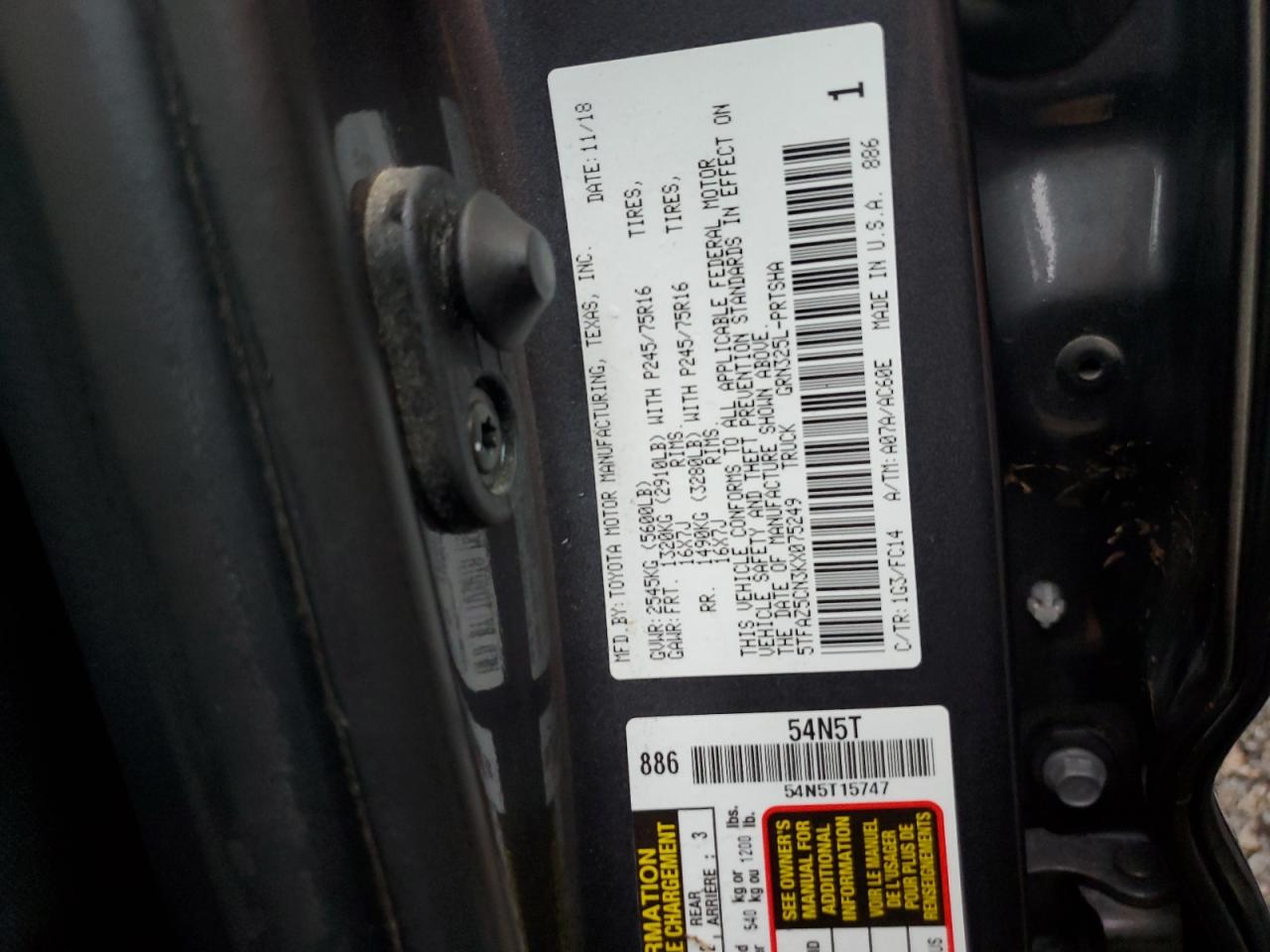 5TFAZ5CN3KX075249 2019 Toyota Tacoma Double Cab