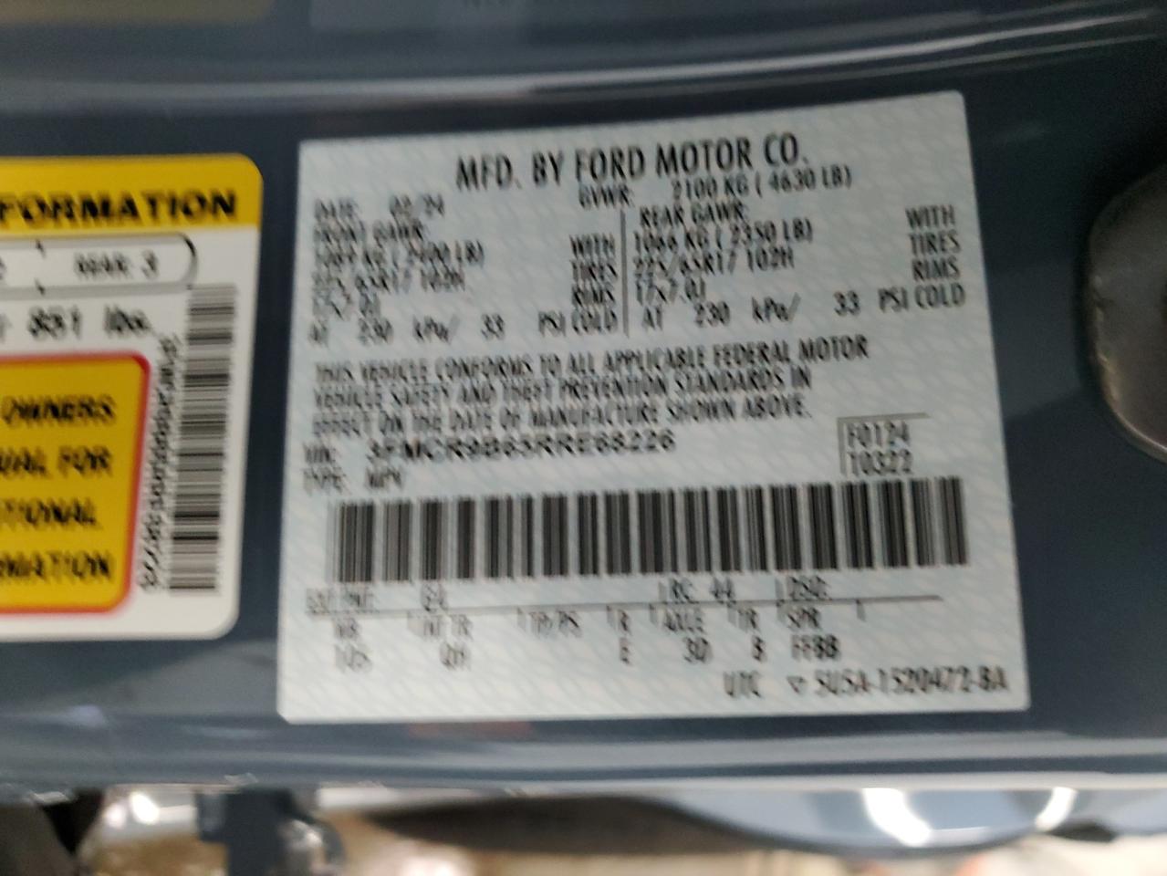 2024 Ford Bronco Sport Big Bend VIN: 3FMCR9B65RRE68226 Lot: 78535824