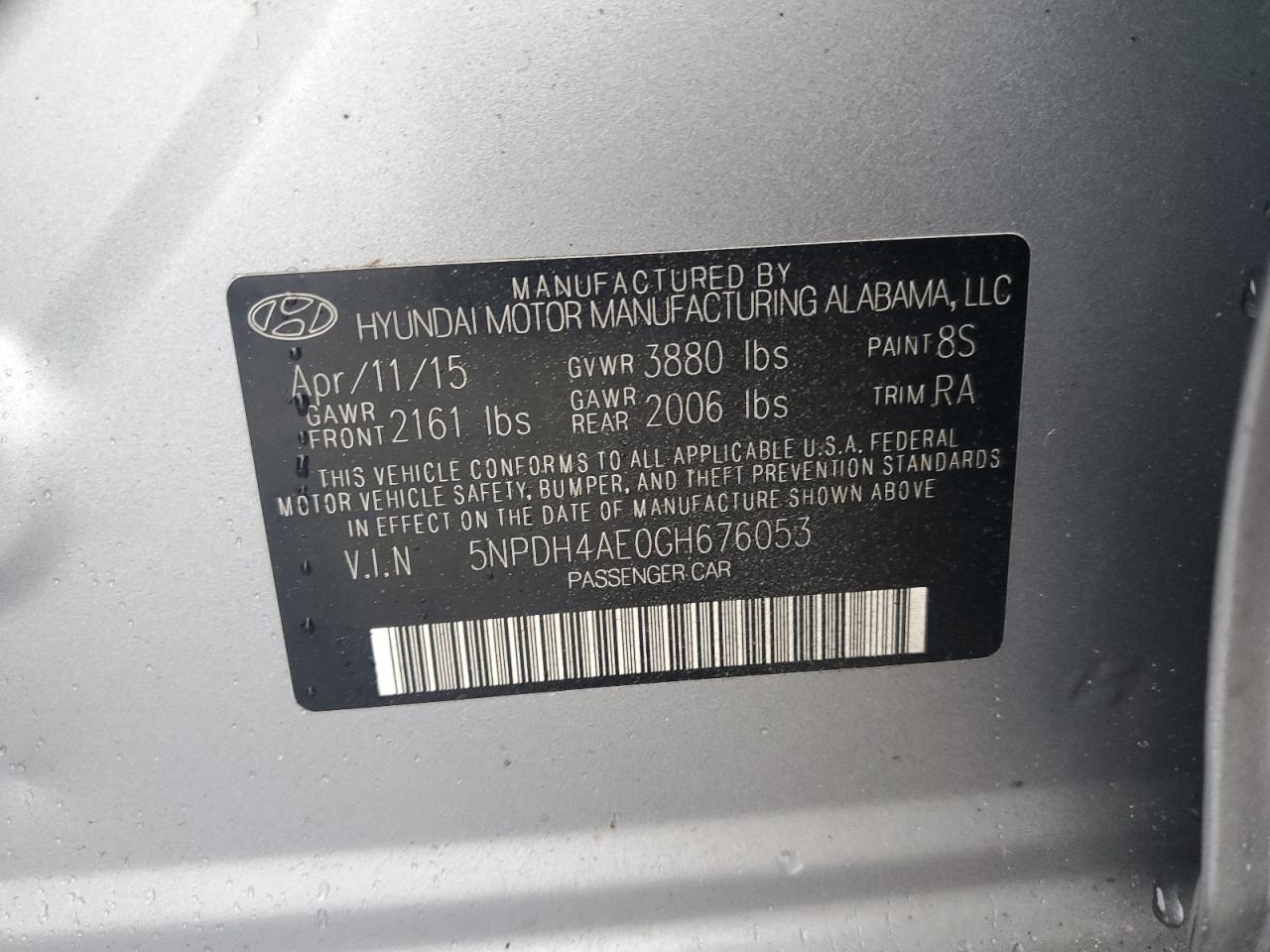 5NPDH4AE0GH676053 2016 Hyundai Elantra Se