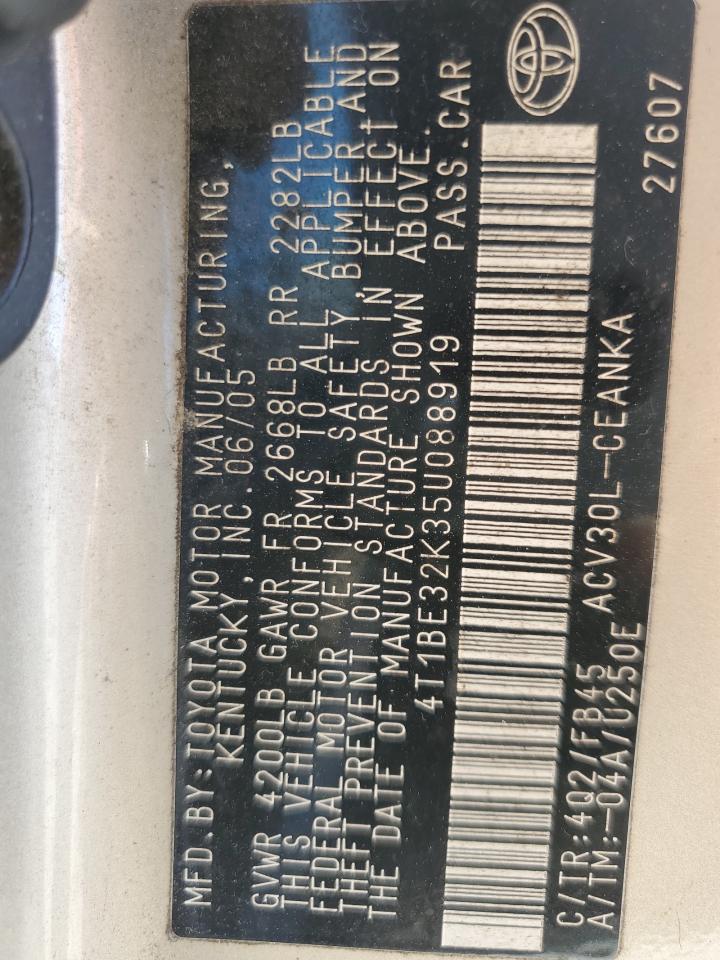 2005 Toyota Camry Le VIN: 4T1BE32K35U088919 Lot: 77560154