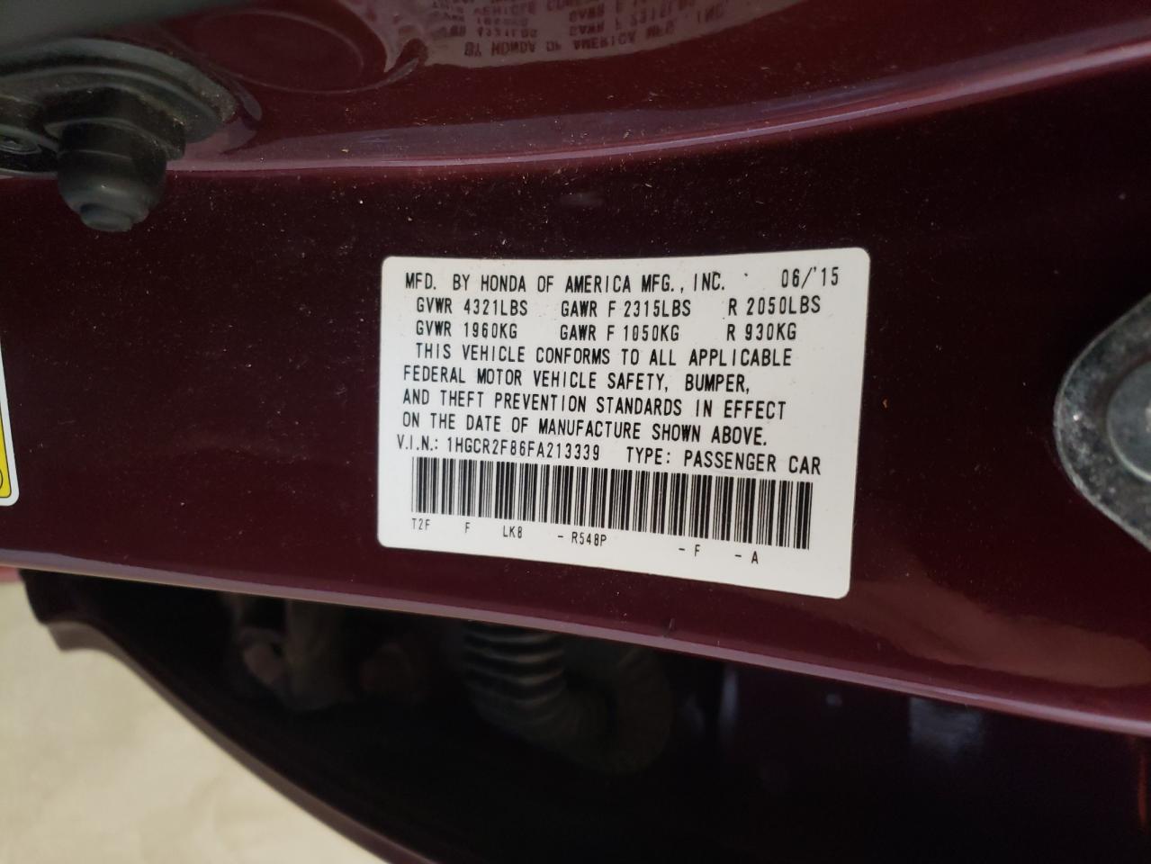 1HGCR2F86FA213339 2015 Honda Accord Exl