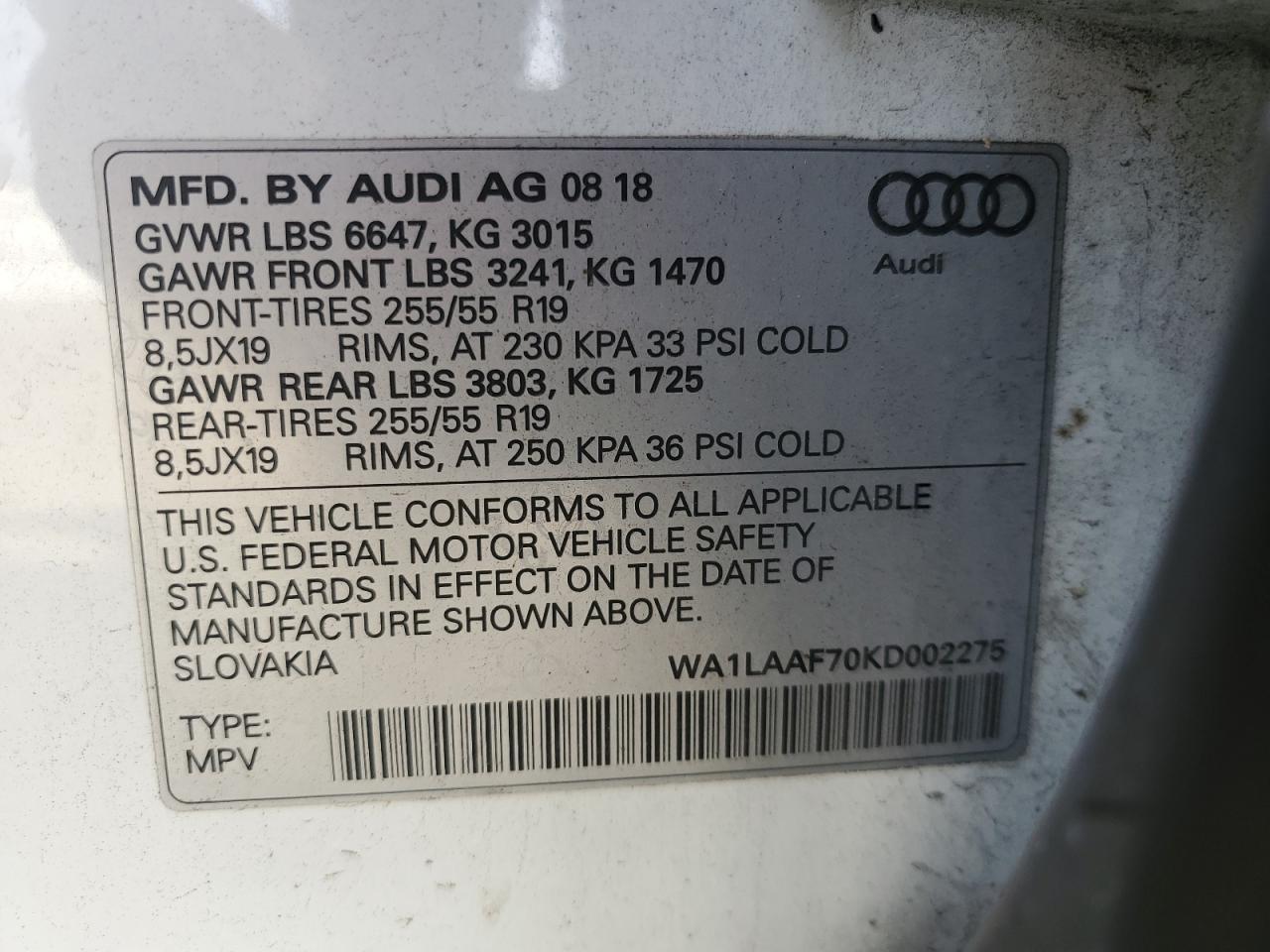 WA1LAAF70KD002275 2019 AUDI Q7 - Image 12