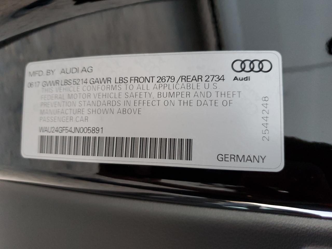 2018 Audi S5 Prestige VIN: WAU24GF54JN005891 Lot: 77368954