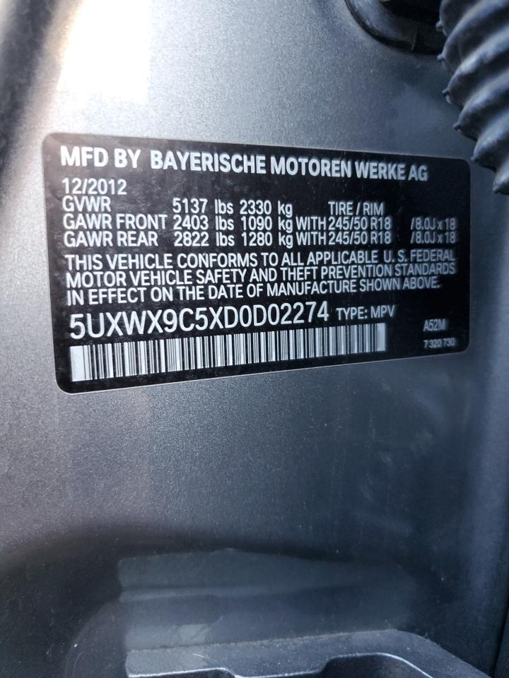 5UXWX9C5XD0D02274 2013 BMW X3 xDrive28I