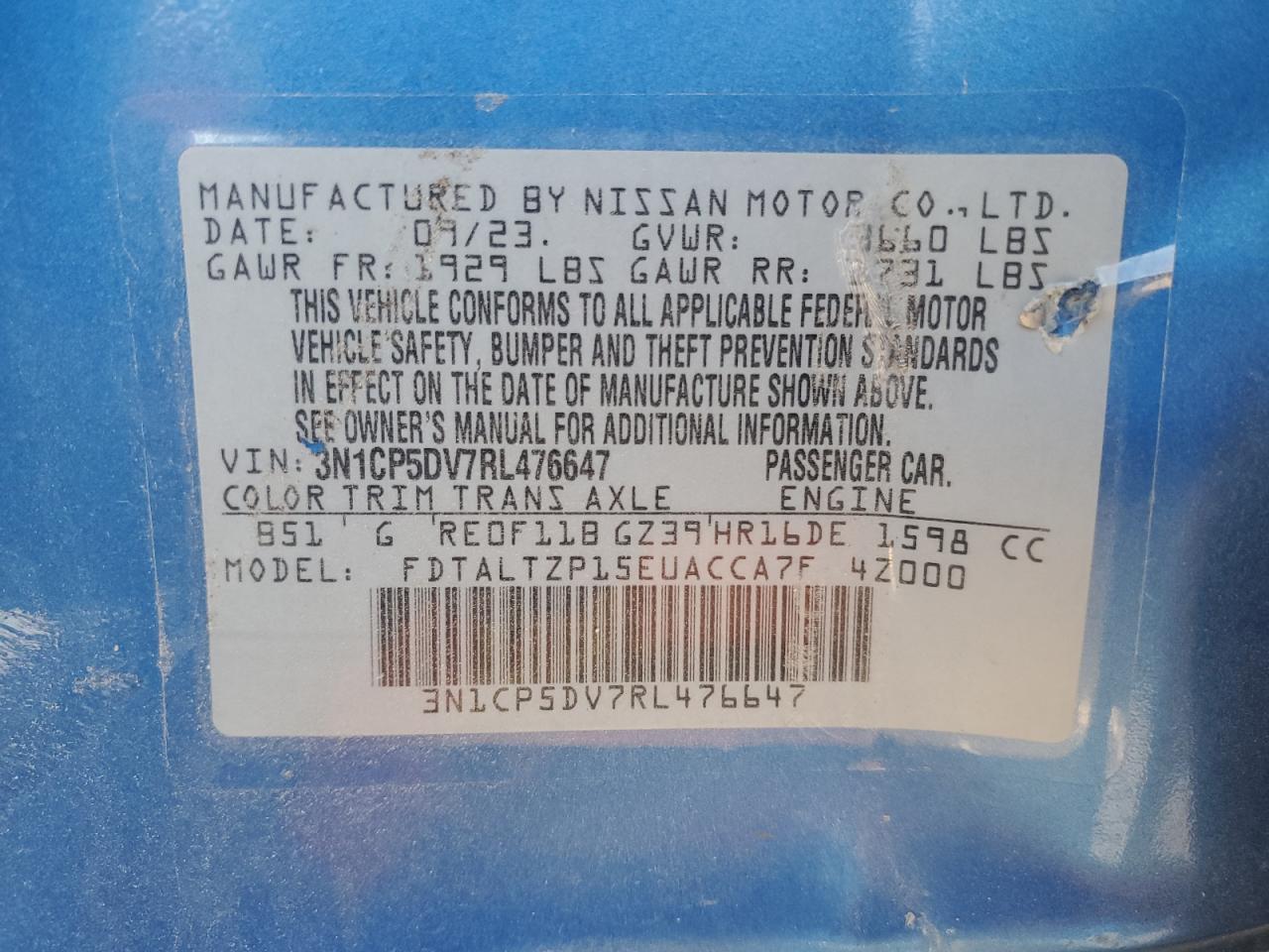 VIN 3N1CP5DV7RL476647 2024 NISSAN KICKS no.14